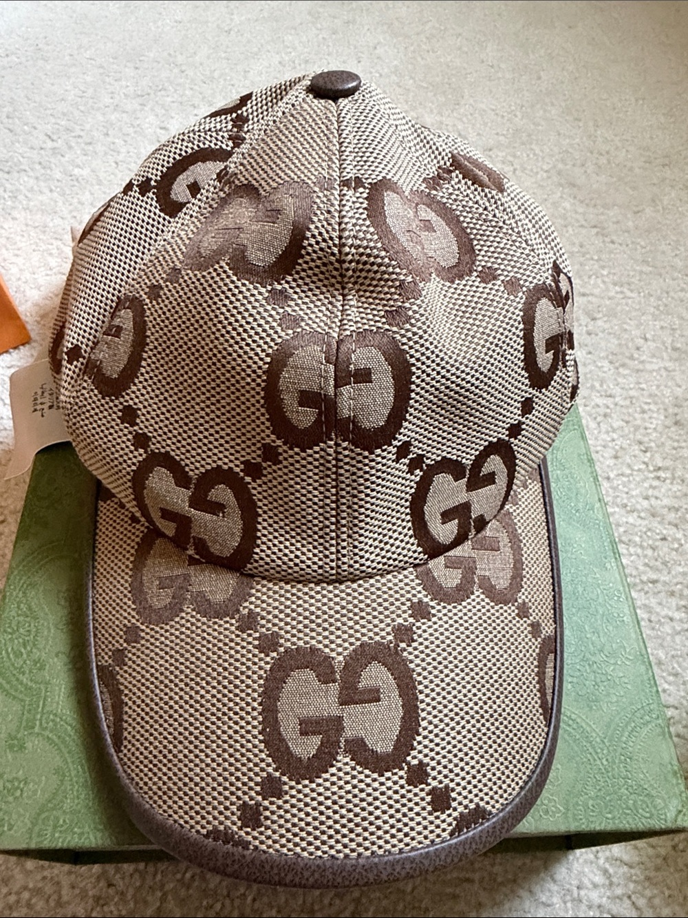 Gucci GG Monogram Canvas Baseball Cap in Beige and Brown